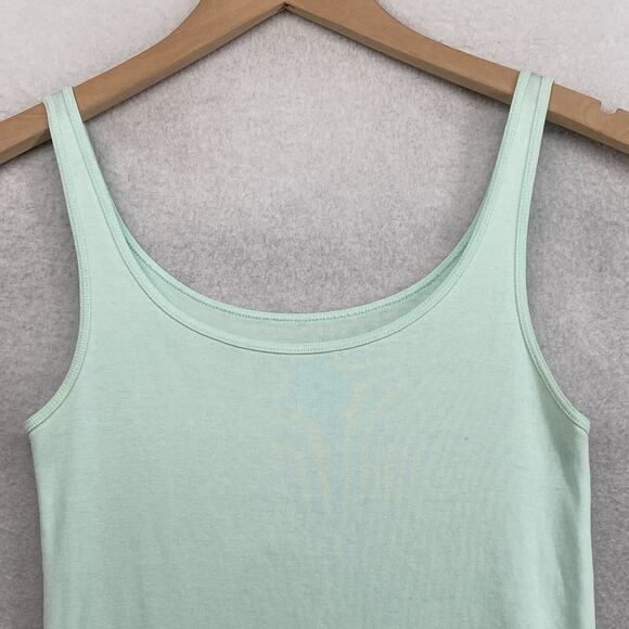 EILEEN FISHER Tank Top S Organic Cotton Ribbed Jersey Cami Scoop Neck Green - Picture 4 of 13